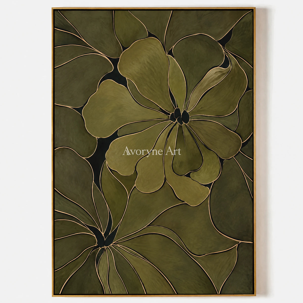 Olive Petals: Decorative Floral Pattern Wall Art — primary