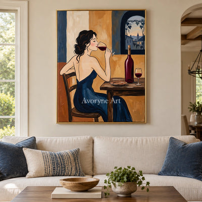 Verdant Passage decorative glass wall art with a gold frame hanging in a living room