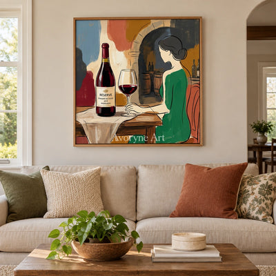 Verdant Reverie decorative glass wall art with a wood frame in a villa living space