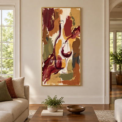 Verdant Interval decorative glass wall art with a gold frame hanging in a living room