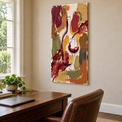 Verdant Interval decorative glass wall art as a frameless stretched canvas in a home office