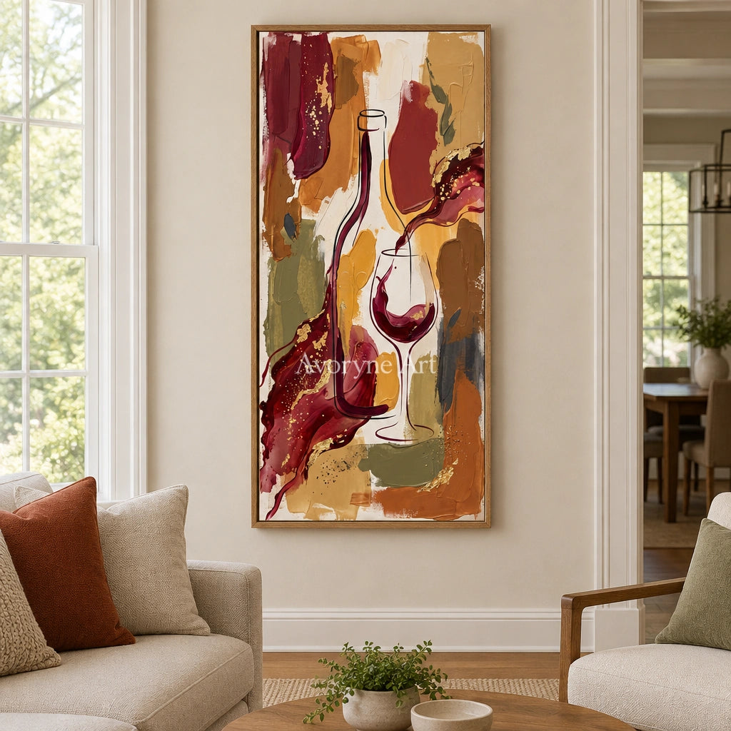 Verdant Interval decorative glass wall art with a wood frame in a villa living space