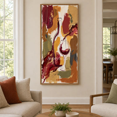 Verdant Interval decorative glass wall art with a wood frame in a villa living space