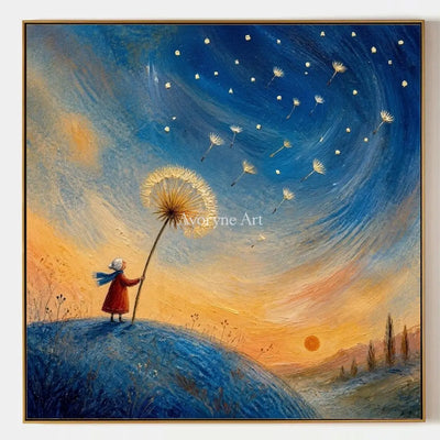 Blue Drift, hand-painted dreamlike scene wall art by Declan O’Brien