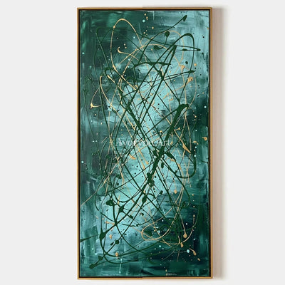 Golden Mosaic, hand-painted drip abstract wall art by Jack Sullivan