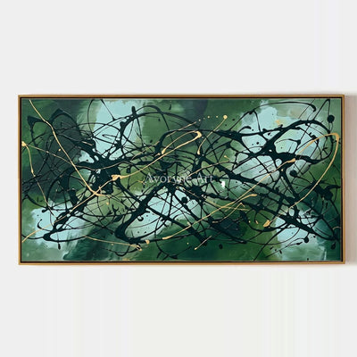 Golden Solace, hand-painted drip abstract wall art by Jack Sullivan