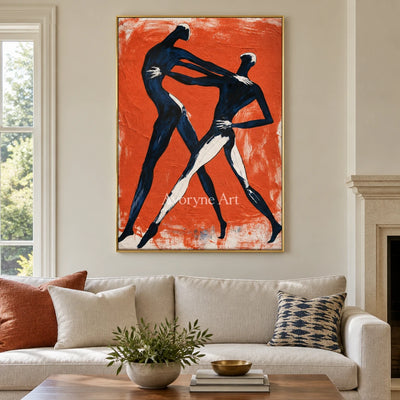 Lucent Memory dynamic figure wall art with a gold frame hanging in a living room