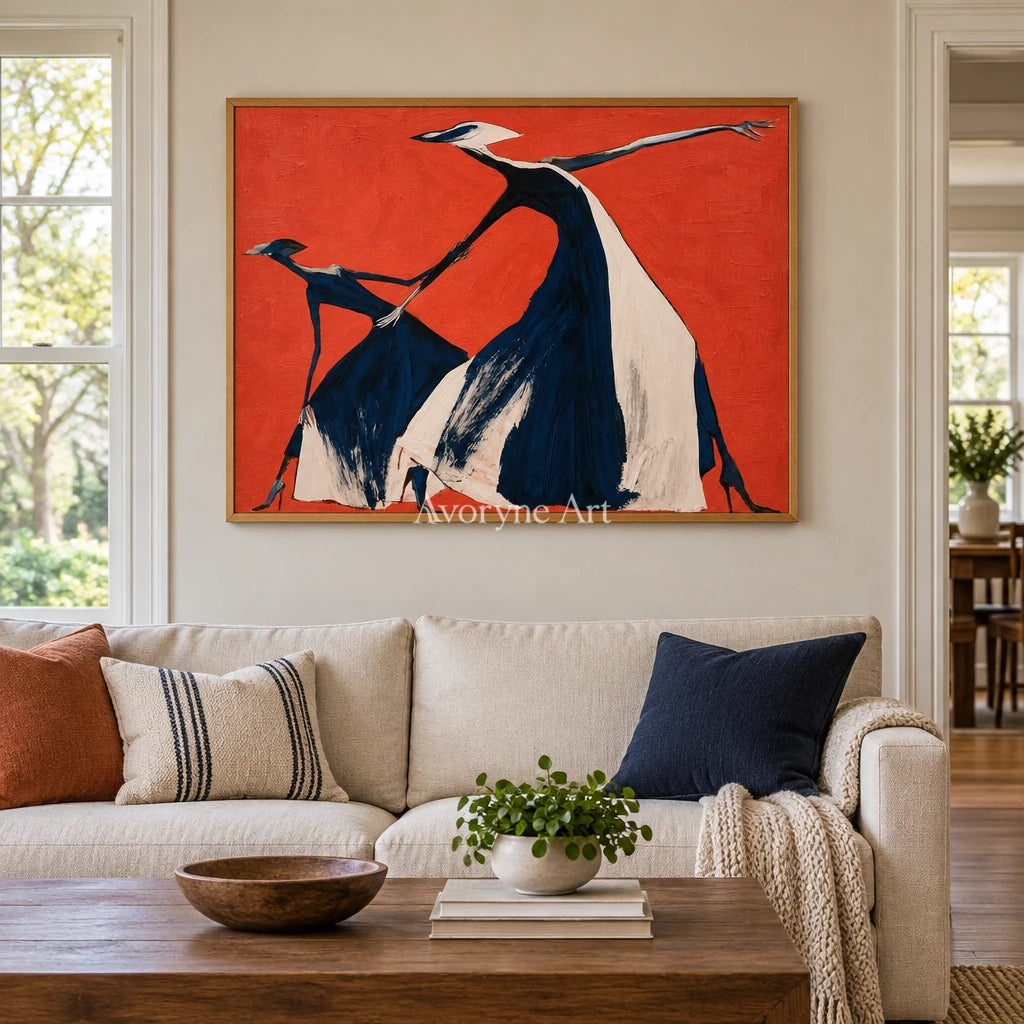Lucent Prelude dynamic figure wall art with a wood frame in a villa living space