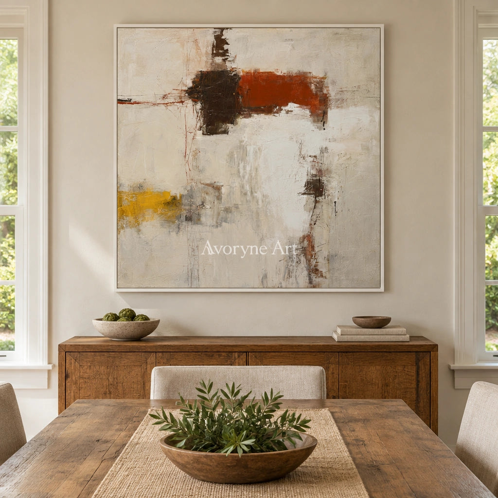 Ivory Lucent Sonata: Earth Block Abstract — dining white