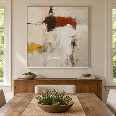 Ivory Lucent Sonata: Earth Block Abstract — dining white