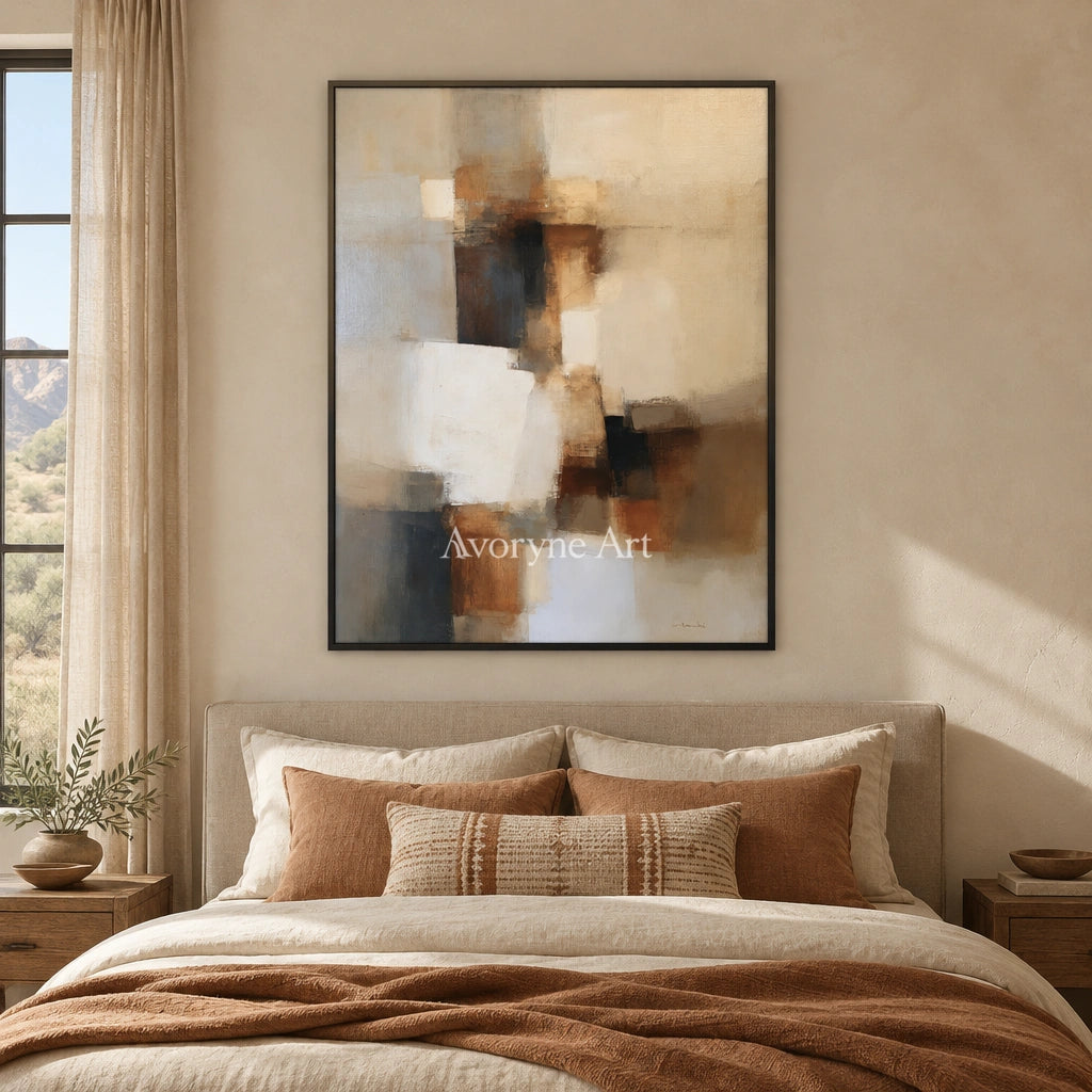 Ivory Lucent Meadow: Earth Block Abstract — bedroom black