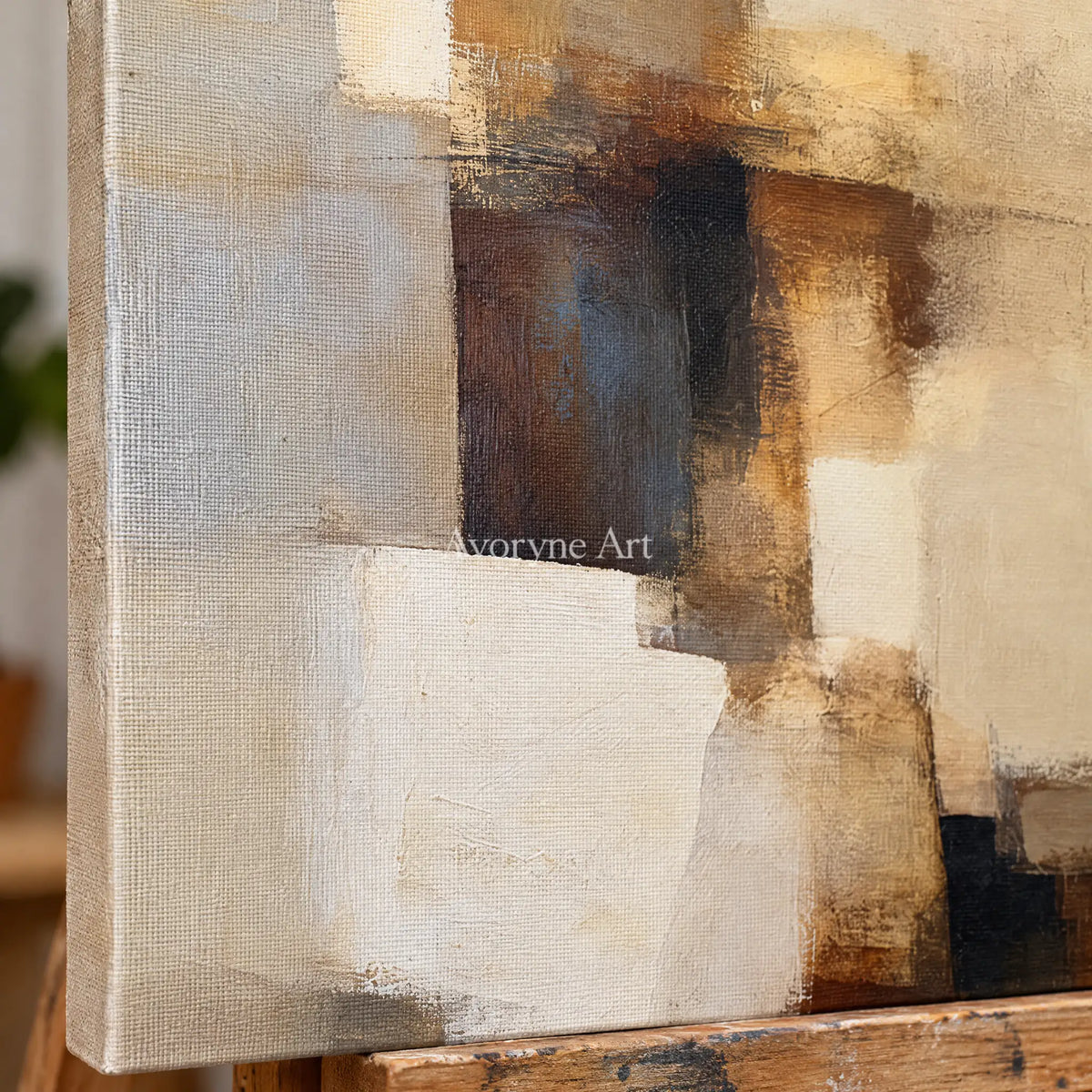 Ivory Lucent Meadow: Earth Block Abstract — detail easel