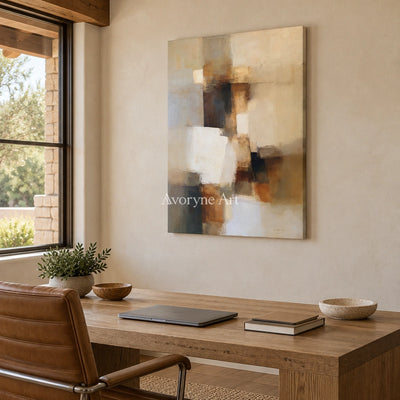 Ivory Lucent Meadow: Earth Block Abstract — office frameless
