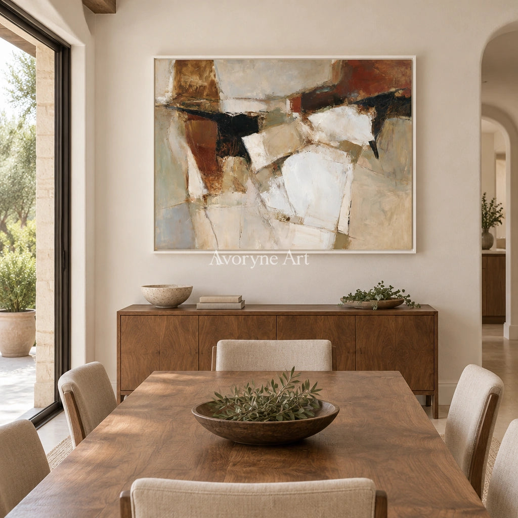 Ivory Lucent Light: Earth Block Abstract — dining white