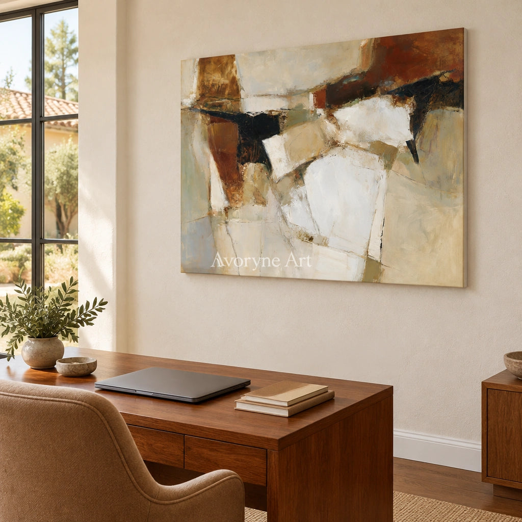 Ivory Lucent Light: Earth Block Abstract — office frameless