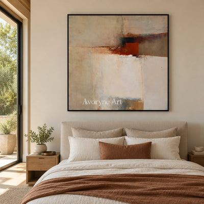 Ivory Open Reverie: Earth Block Abstract — bedroom black