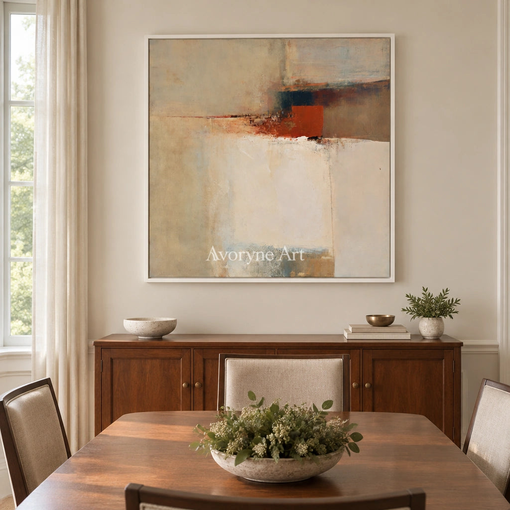 Ivory Open Reverie: Earth Block Abstract — dining white