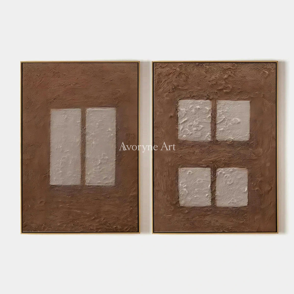 Warm Refrain, hand-painted earth block relief diptych by Lukas Meyer