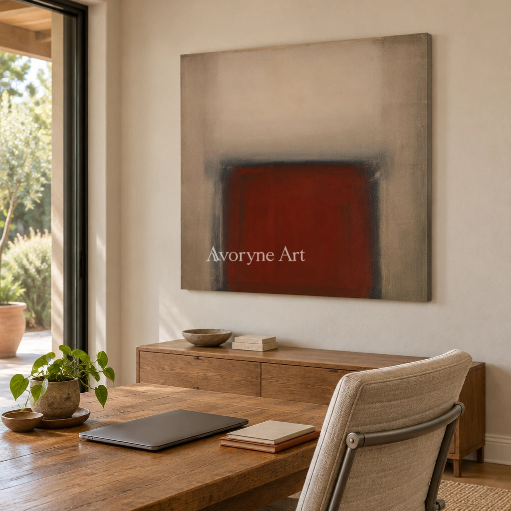 Ivory Lucent Trace: Earth Color Field Art — office frameless