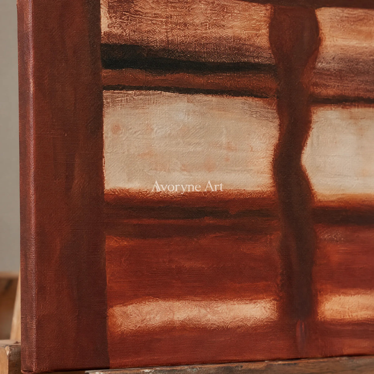 Ivory Lucent Reverie: Earth Color Field Art — detail easel
