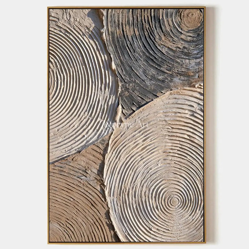 Aster Dusk, hand-painted earth concentric lines wall art by Clara Whitmore