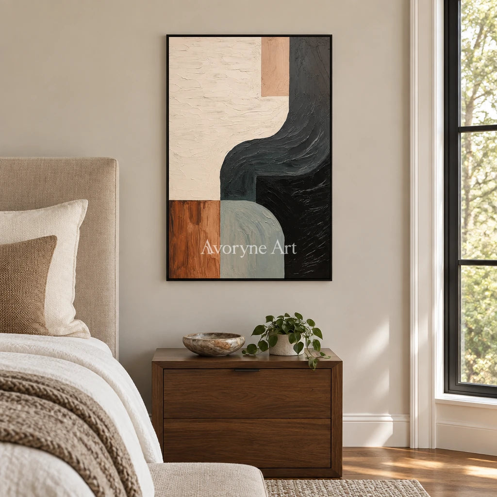 Aster Mosaic: Earth Curve Abstract — bedroom black