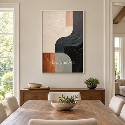 Aster Mosaic: Earth Curve Abstract — dining white