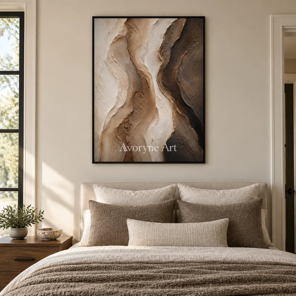 Aster Twig: Earth Fold Relief — bedroom black