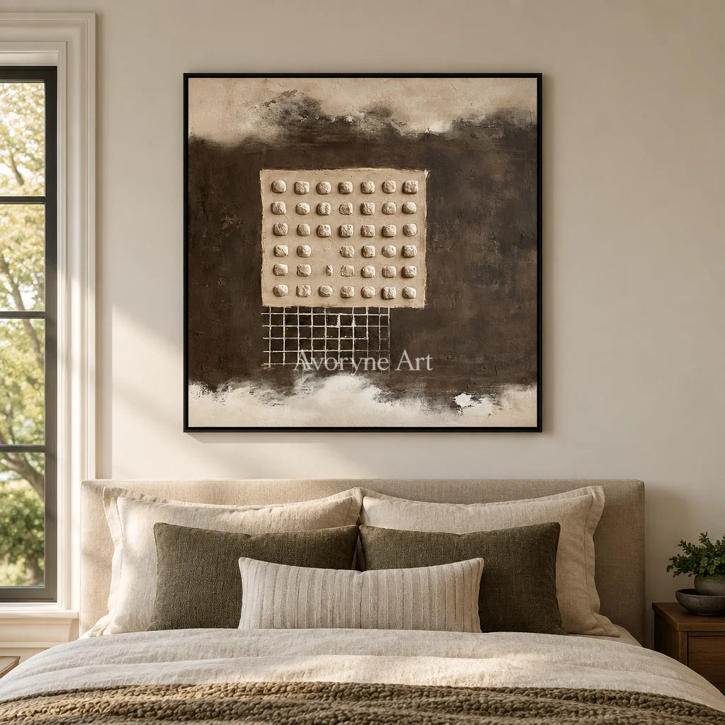 Aster Rhythm: Earth Grid Abstract — bedroom black