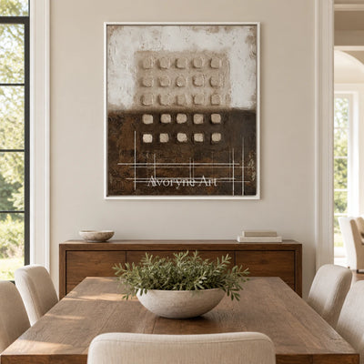 Aster Clay: Earth Grid Abstract — dining white