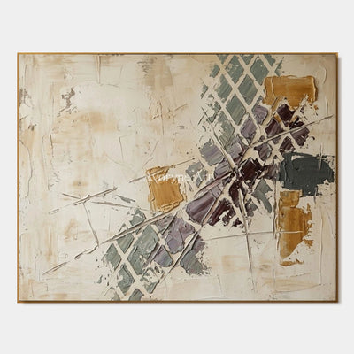 Earthen Gesture, hand-painted earth grid texture wall art by Lin Qiao