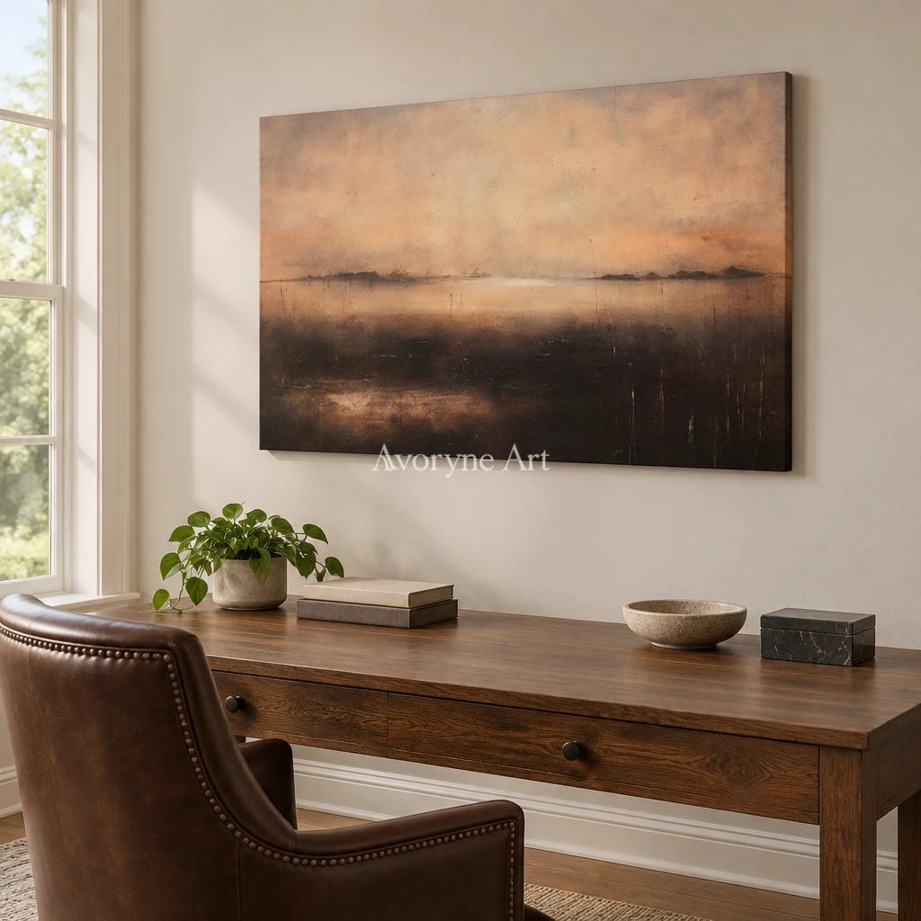 Aster Daybreak: Earth Mist Waterscape — office frameless