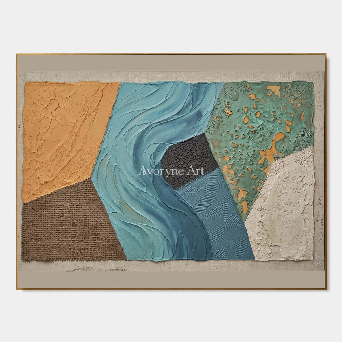 Mineral Mosaic, hand-painted earth patch texture wall art by Min-Jun Park