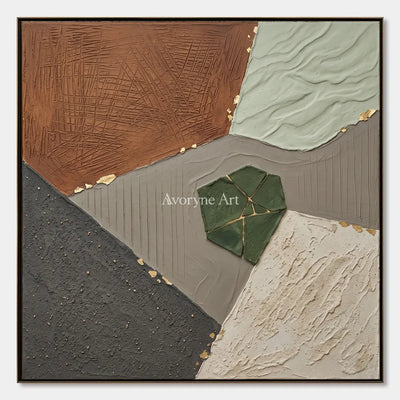 Still Measure, hand-painted earth patch texture wall art by Min-Jun Park