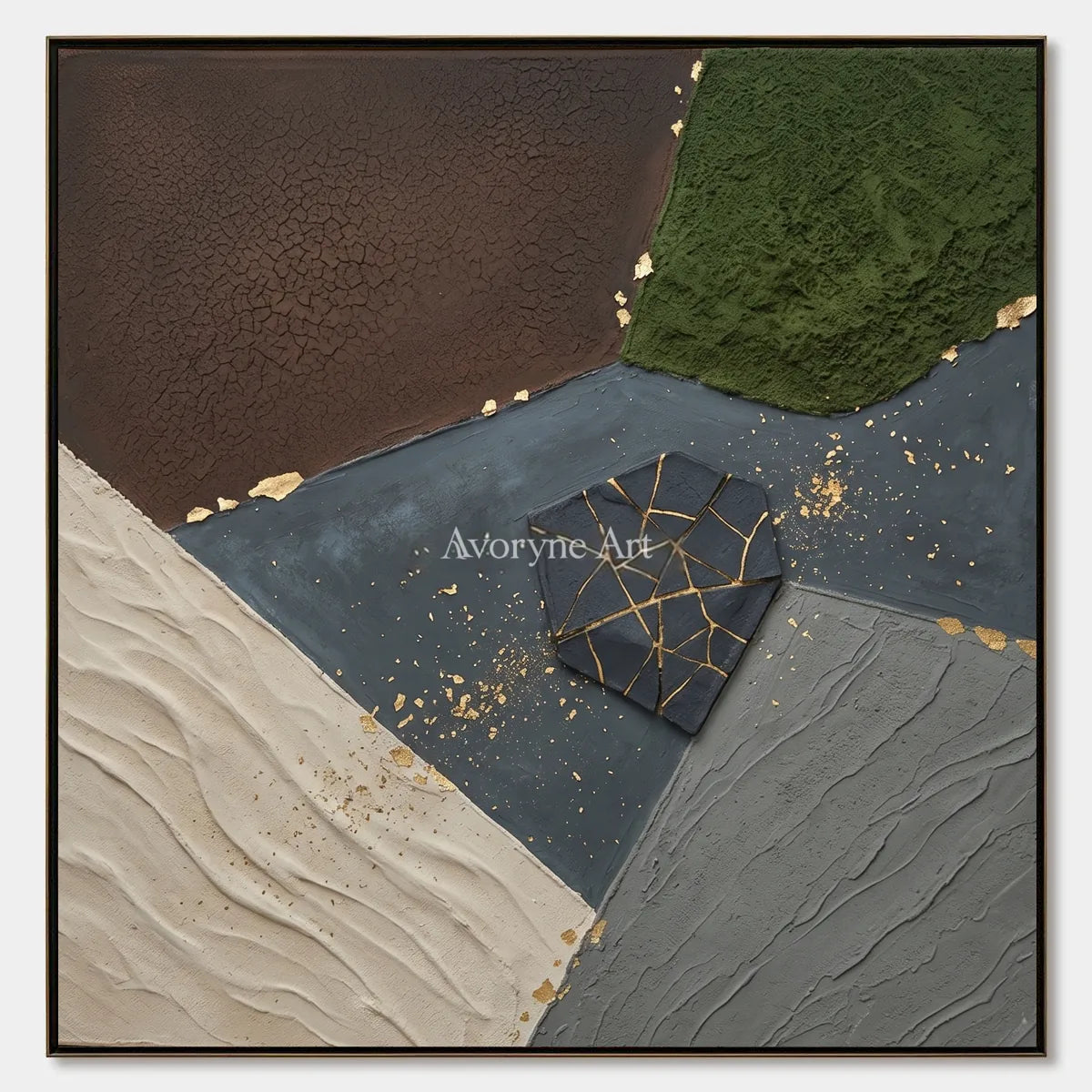Still Sonata, hand-painted earth patch texture wall art by Min-Jun Park