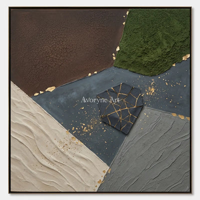 Still Sonata, hand-painted earth patch texture wall art by Min-Jun Park