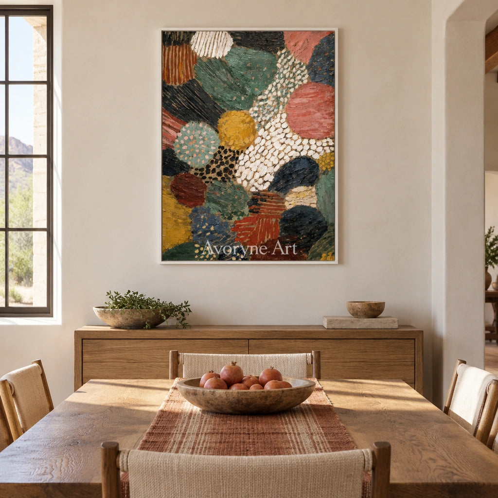 Ivory Distant Prelude: Earth Pattern Abstract — dining white