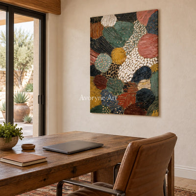 Ivory Distant Prelude: Earth Pattern Abstract — office frameless