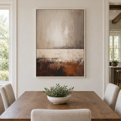 Aster Crescent: Earth Tone Abstract — dining white