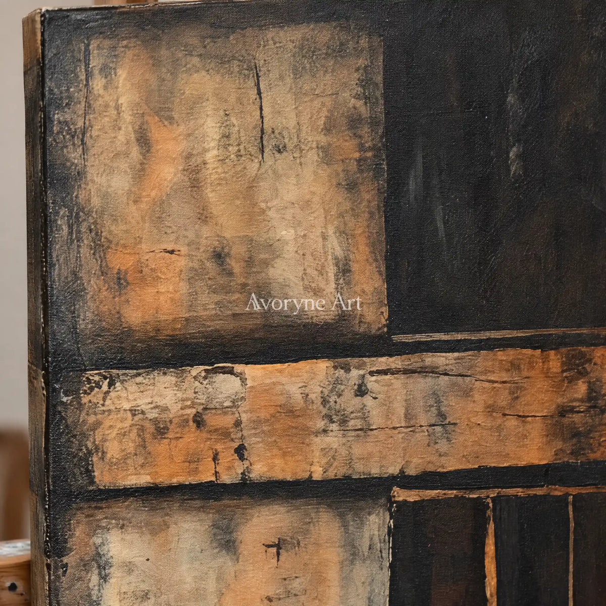 Aster Relic: Earth Tone Abstract — detail easel