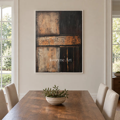 Aster Relic: Earth Tone Abstract — dining white