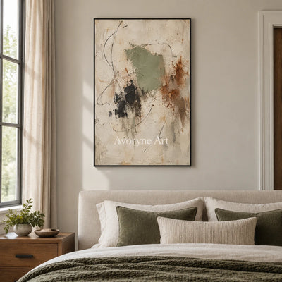 Patina Trace: Earth-Tone Abstract Texture Art — bedroom black