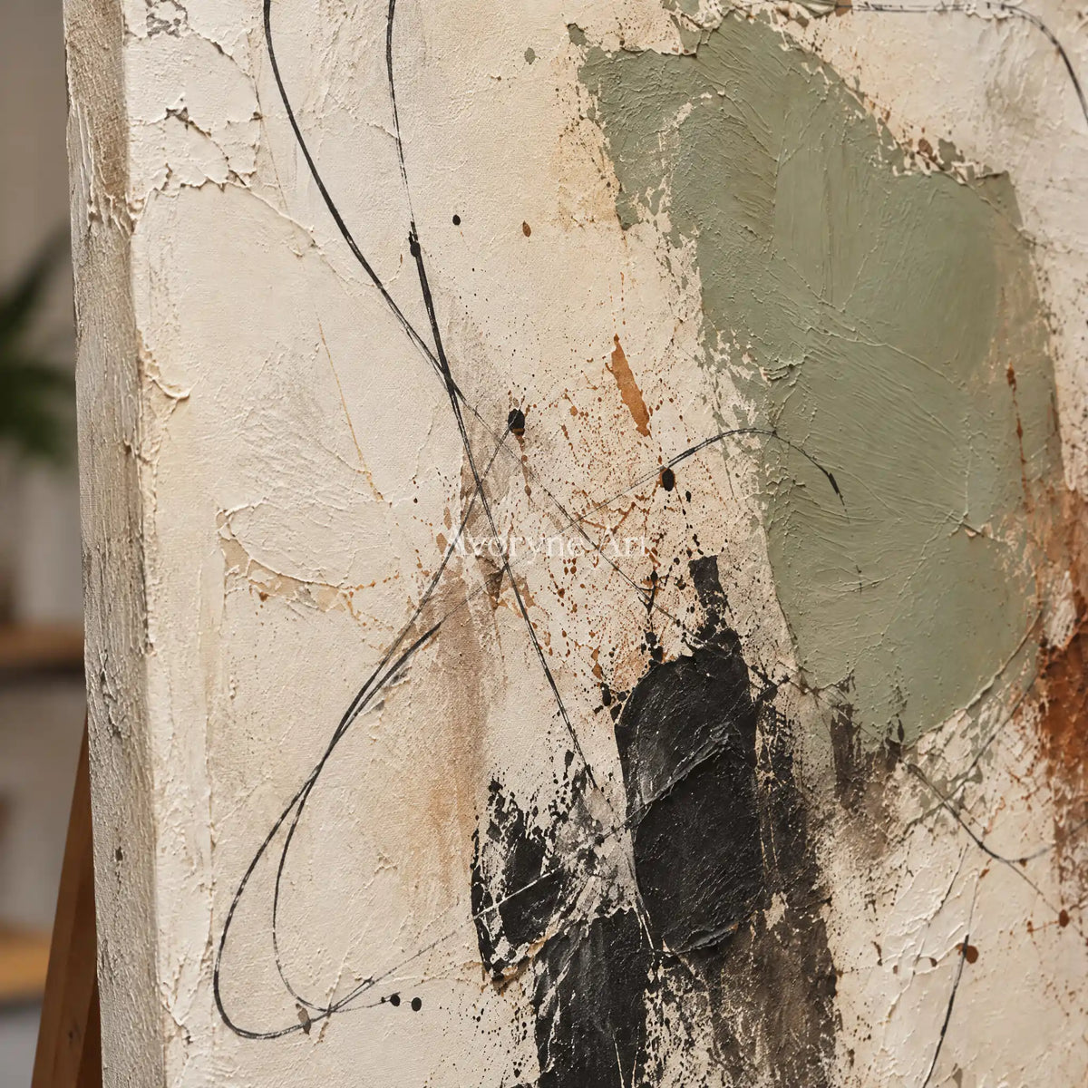 Patina Trace: Earth-Tone Abstract Texture Art — detail easel