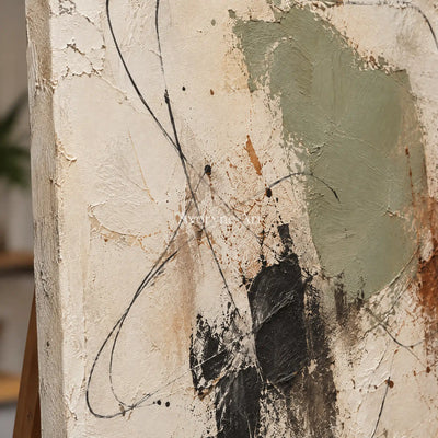 Patina Trace: Earth-Tone Abstract Texture Art — detail easel