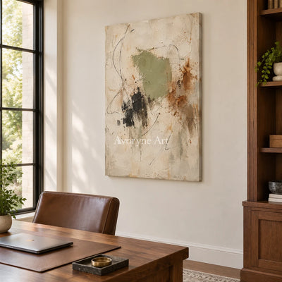 Patina Trace: Earth-Tone Abstract Texture Art — office frameless