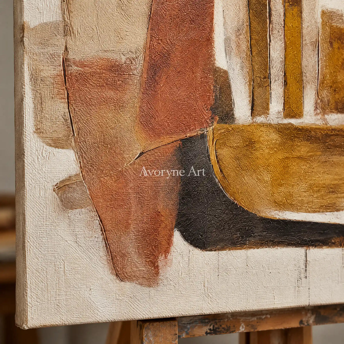 Aster Contour: Earth Tone Geometry — detail easel