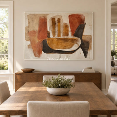 Aster Contour: Earth Tone Geometry — dining white