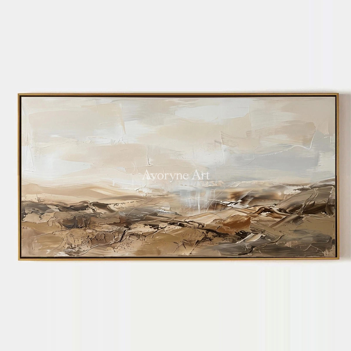 Bright Story, hand-painted earth tone landscape wall art by Camille Fournier