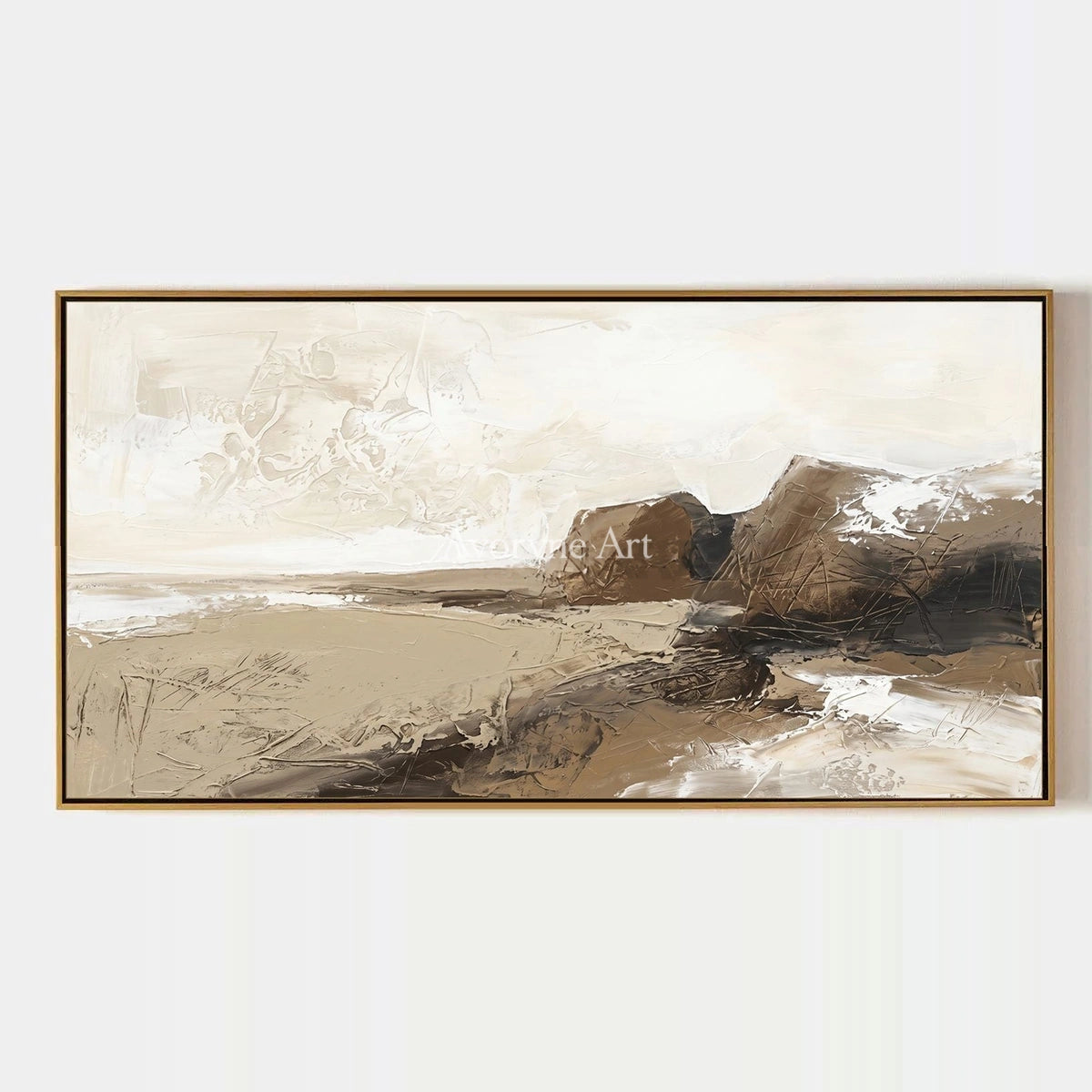 Bright Solace, hand-painted earth tone landscape wall art by Camille Fournier