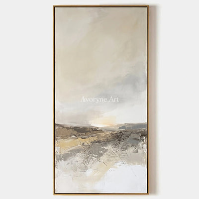 Bright Reverberation, hand-painted earth tone landscape wall art by Camille Fournier